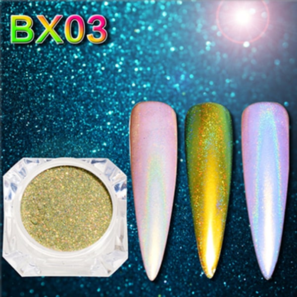 Manicure Glitter Shell Pulver Neglekunst Krom Pigment Dekoration Spejl Pulver 03