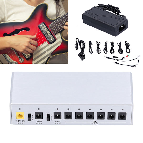 Gitarr Effekt Pedal Strömförsörjning Integrerad Enstaka Spänningsstabilisering Lågbrus Isolering -240V