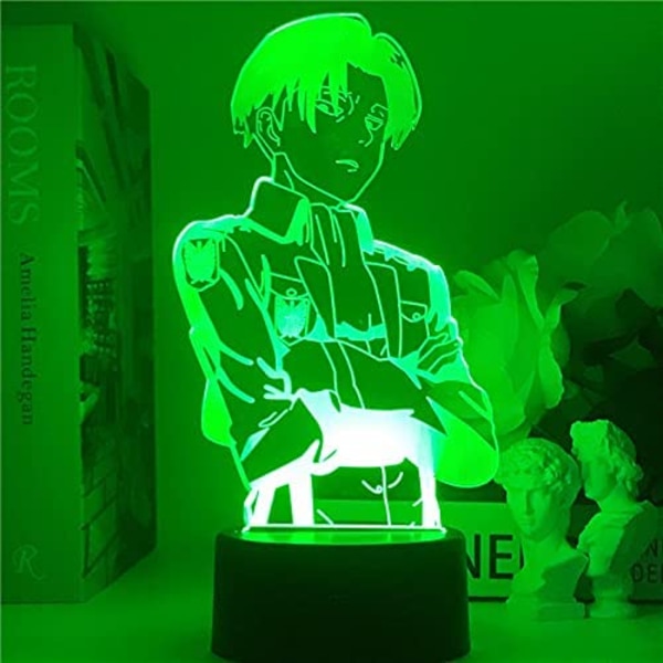 Anime Attack on Titan Akryl Bordlampe Kaptein Levi Ackerman Illusionsnattslys Figur 16 Farger s Sove for Hjem Romdekor K