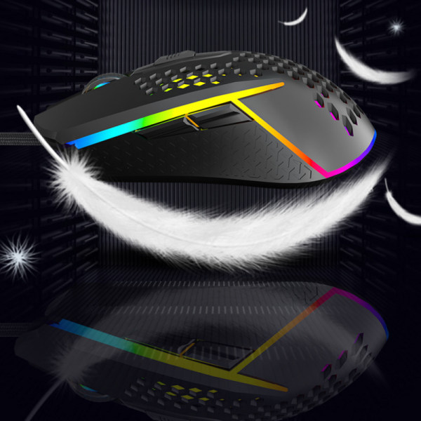 Gamingmus, kablet ergonomisk gamingmus med 6 programmerbare knapper, for Windows PC-spillere (svart)