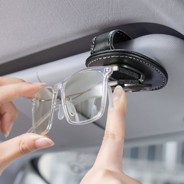 Lämplig för Au&di bilsolglasögonhållare, läderglasögonhållare Glasögonhållare för bilsolskydd Grey