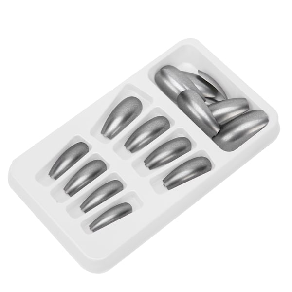 24 stk Glatte Falske Negle Fuld Dækning Metallic Spejl Effekt Falske Tånegle Fingernegle til Kvinder Piger Fingertype