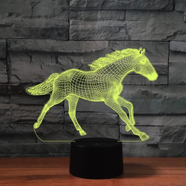 WJ 3D Hest Fjernbetjening 16 Farve Natlys Illusion Akryl LED Bordlampe Sengelampe Børns Soveværelse Skrivebordsdekoration Fødselsdagsgaver Legetøj til Børn
