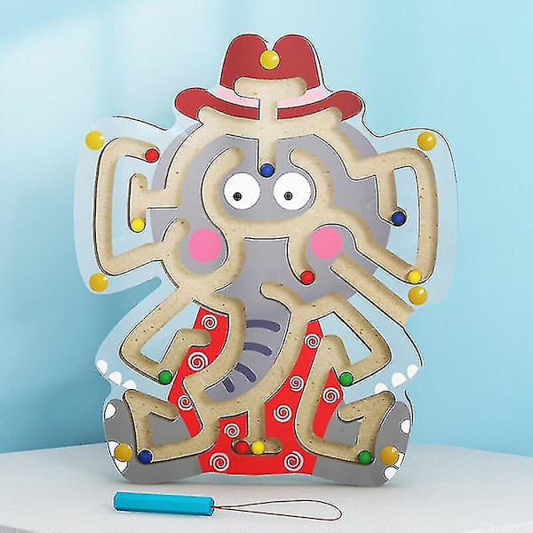 Kid Montessori Tidlig Læring Pædagogisk Legetøj Træ Magnetisk Dyr Maze Puslespil Gå Perler Labyrint Børn