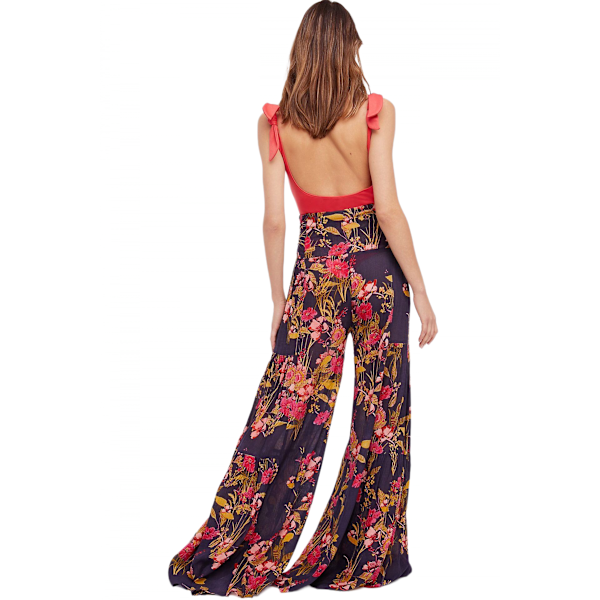 AVEKI Print Elastiska högmidjade byxor med utsvängda ben Bell Bottom, FKBB006, XL