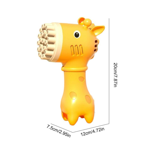 Bubbelmaskin | 2 i 1 Cartoon Giraffe Bubbelmaskin Leksak | Sommarleksak Present 32 Hål för Sommar Utomhus Födelsedag Aktivitet(Gul)
