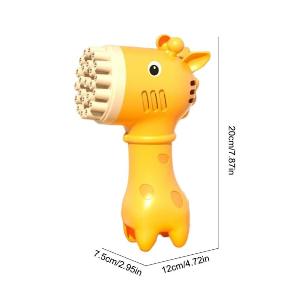 Bubbelmaskin | 2 i 1 tecknad Giraffe Bubble Maker Toy | Sommarleksakspresent 32 hål för födelsedagsaktivitet utomhus (gul)
