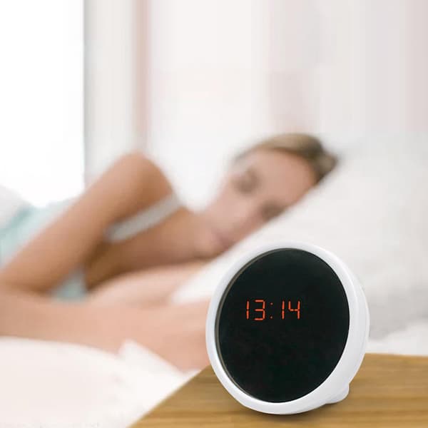 Digitalt vækkeur Makeup Spejl Mini Bærbar Multifunktion LED Display Ur Natlys