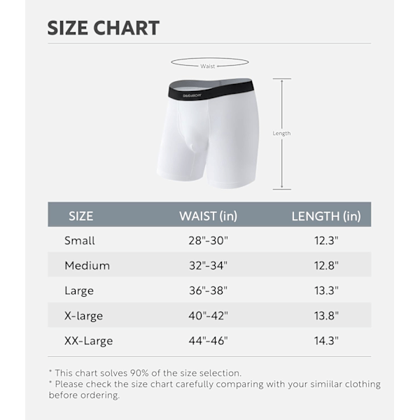 Miesten alushousut ComfortSoft kosteutta siirtävät, hengittävät puuvillaiset bokserit miehille 6 kpl White White