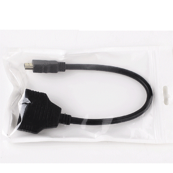 0,3 m HDMI-förlängningskabel med en till två högdefinitionsutgångar, HDMI-dubbelhona, högdefinitionskabel, en hane till två honkablar