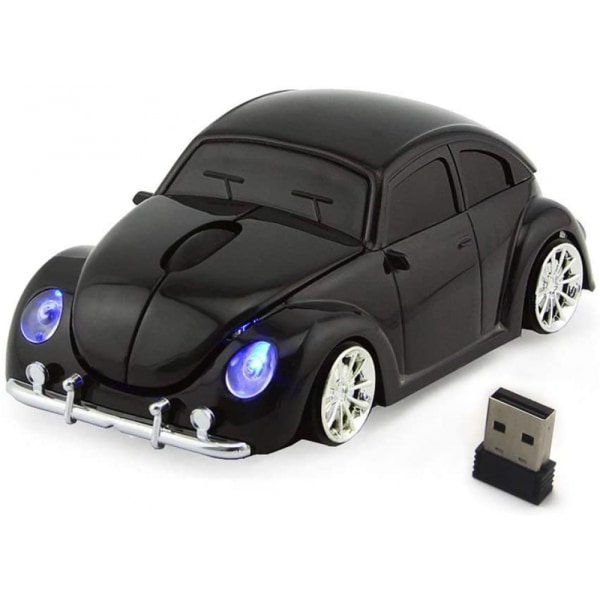 Bilmus trådlös mus för bärbar dator och stationär dator med 2,4 GHz USB-mottagare LED-strålkastare (svart)