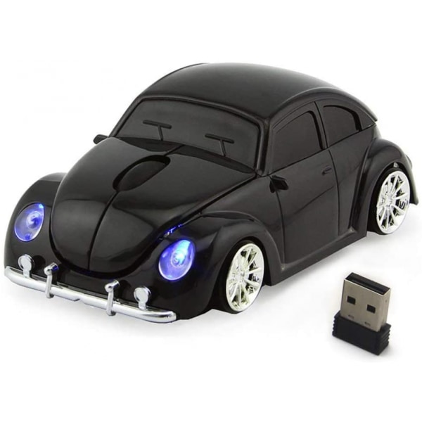 Bilmus trådlös mus Laptop Stationär datormöss med 2,4 GHz USB mottagare LED-strålkastare (svart)