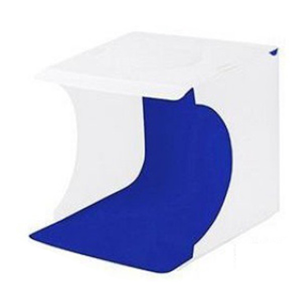 Fällbar USB-driven bärbar mini fotostudio LED-ljusbox med 6 bakgrunder för smycken, klocka, vit