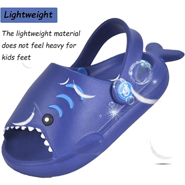 Sandal för småbarn pojkar flickor Slide Sandal Dinosaur Småbarn Flip Flops Utomhus Inomhus Hem Barn Sommar Vattenskor-----Mörkblå（130 Yard）