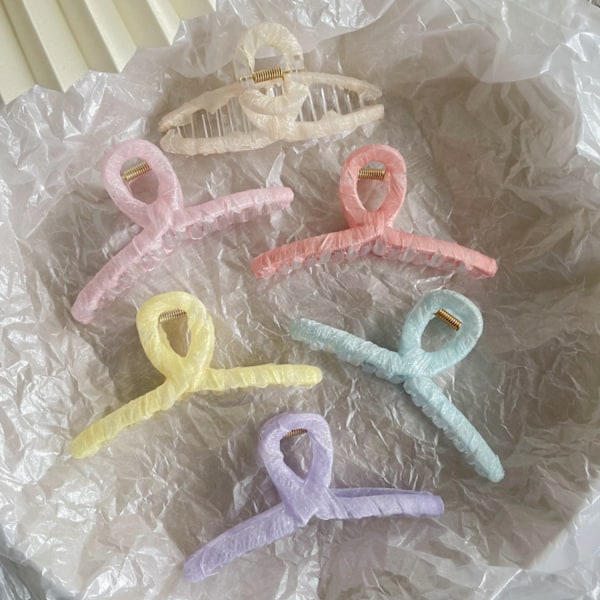 3 STORA HÅRKLO MED Fjäderklämma Matt Käke Stor Fjärilsklämma Klämma Klämma Stark Håll Barrette Hårklämma för Kvinnor ----- Chiffon Rosa