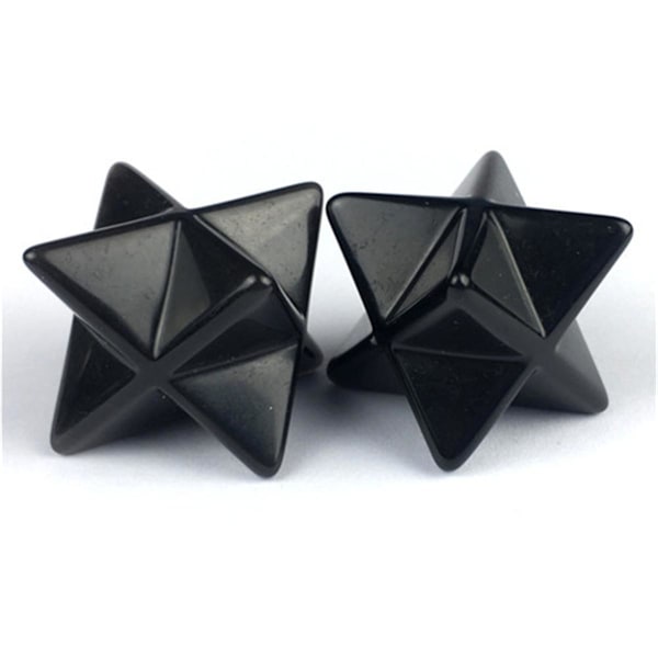 Naturlig Sort Obsidian Krystal Beskyttelse Hellig Meditation Energi Healing Chakra, 1 Tomme Hexagonale Stjerne Krystaller Og Healing Sten