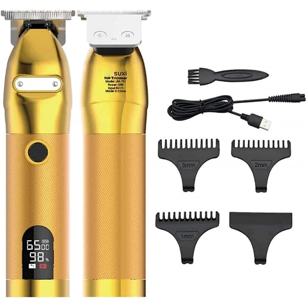 Klassisk guld skelett sladdlös trimmer LCD-strömdisplay hårklippare för män USB-laddningsbar elektrisk hårklippare