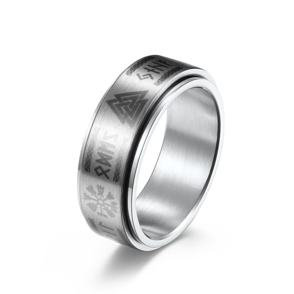 Vintage Viking Rune Ring Menn Kvinner Roterende Nordisk  Rustfritt Stål Odin Triangle Ring Punk Amulet Smykker Gave-10