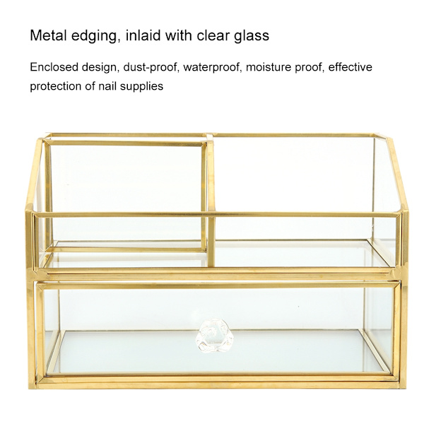 Transparent Glas Skrivbord Nagel Gel Organizer Manikyr Verktyg Förvaringsbehållare