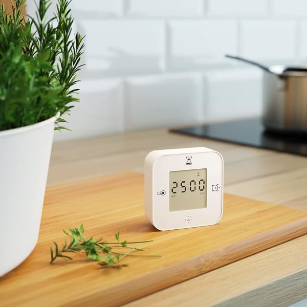 Ur/Termometer/Alarm/Timer, 4 funktioner Skrivebordsuhr (hvid)