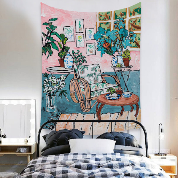 Wekity Botanical Boho Koti Tapetti Esteettinen Taide Koti Tausta Kangas Koriste Lahja Mandala Tapetti Koriste (ZJ825-58, 39 X 59 Tuumaa)