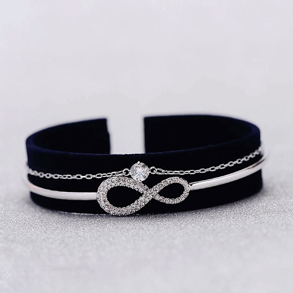 s925 Sterling Silver Dubbelskikts Diamantarmband, Silver