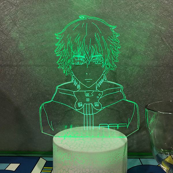 JUSTUP  3D Anime Ghoul Illusion Lamp med 16 färger fjärrkontroll 3D LED nattlampa för barn sovrum dekorativ lampa --- C2（Crack Seat）