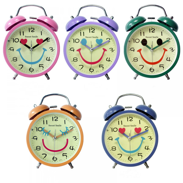4 tums sovrumsväckarklocka, Smiley väckarklocka, Student hemdekoration skrivbordsklocka