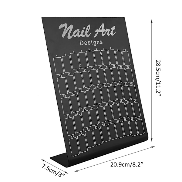 50 stk. neglekunst falske tips diagram display brett palett negletips polering gel fargekort (svart)