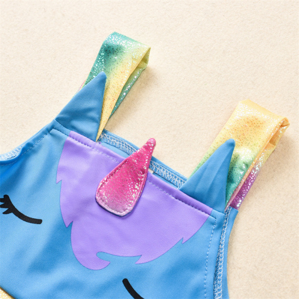 AVEKI Enhörningsbaddräkt för flickor Baddräkter Flicka volang Tankini Bikini Tvådelade badkläder Strandkläder, 18-24 månader, Rainbow-1
