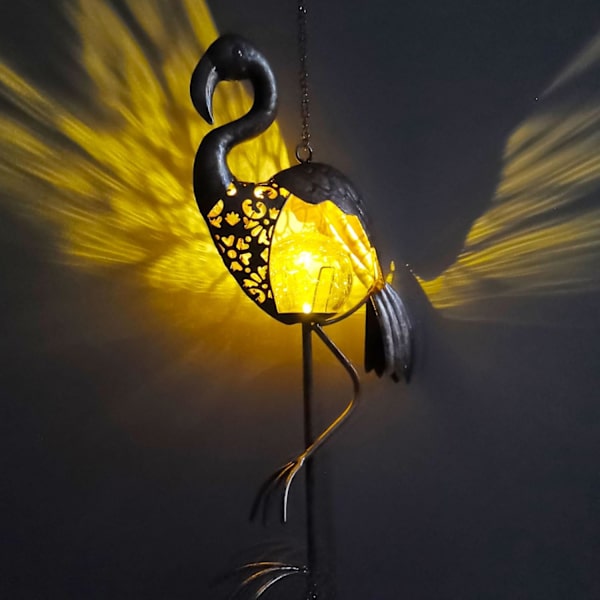 Flamingo Vindklokker Utendørs med Solcellelys Knatre Glass Dyp Tone Flamingo Vindklokker Unike Flamingo Gaver til Kvinner Morgave flamingo