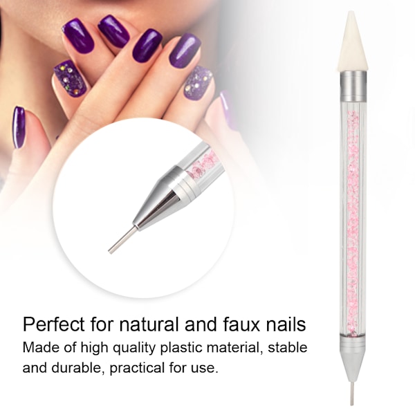 Dobbelt Hoved Negle Prik Pen Negle Strass Perle Picker Voks Pen Manicure VærktøjPink