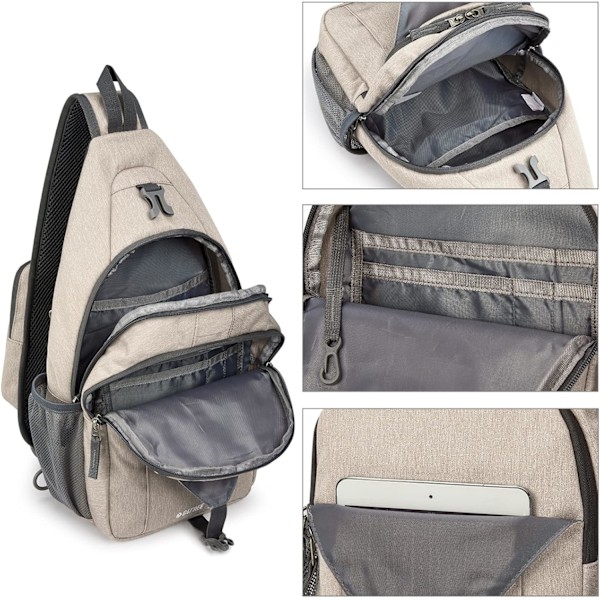 Sling Bag RFID-skydd Sling Ryggsäck Crossbody Bröstväska Dagväska för Vandring Resor white