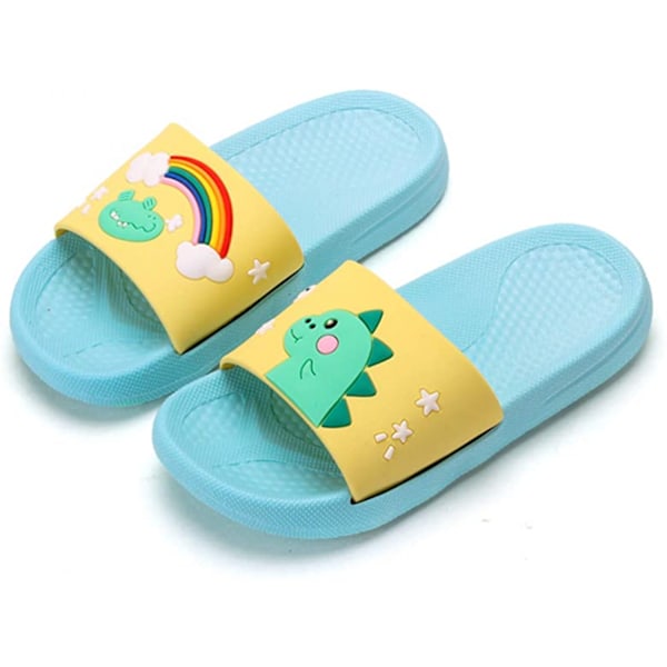 Pojkar och flickor sandaler tofflor dinosaurie sommar halkfri mjuk simbassäng utomhus strand inomhus badrum bad ---- Azure（Storlek 26/27）