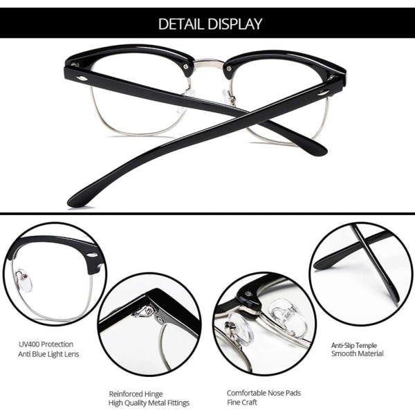 Oversized firkantede solbriller til kvinder Trendy Fashion Rimless Frame Briller Transparent Eyewear