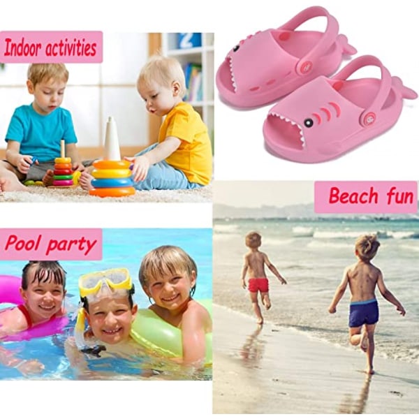 Barnsandaler for gutter og jenter - Dinosaur-tøfler for småbarn - Flip-flops for utendørs og innendørs bruk - Sommersko for barn - Rosa (180 Yard)