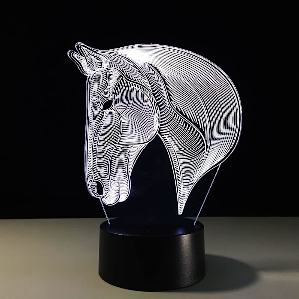 WJ Hest LED nattlys Barn Gaver 7 Farger Skiftende Hest LED Nattlys 3D LED Skrivebord Bordlampe Sengelampe Som Hjemmedekorasjon
