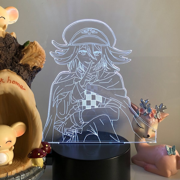 JUSTUP Anime Figur 3D Illusion Natlampe Fjernbetjening til Soveværelse Dekoration Børns Fødselsdagsgave --- Sort Sæde