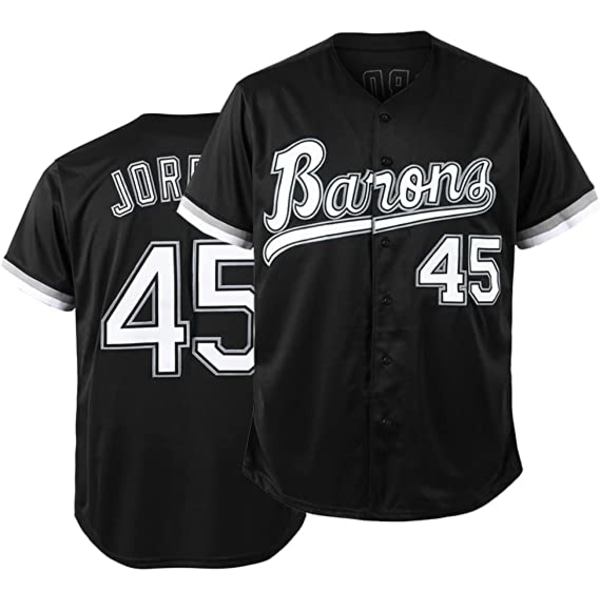 90-tals herr och dam, Baron #45 Unisex hiphopkläder, baseballtröjor för partybaseballpresenter svart—XXXL