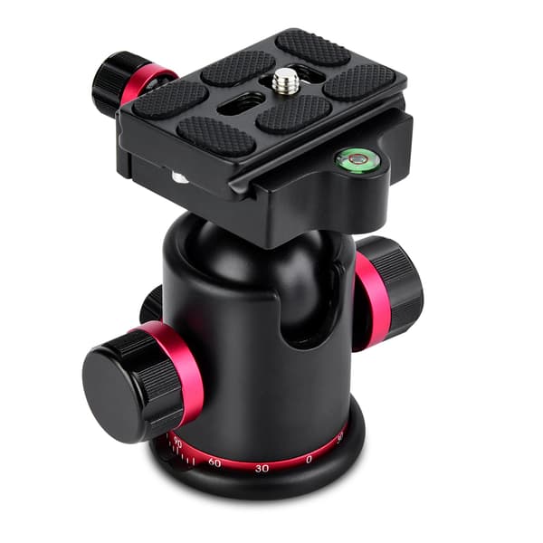 Mefury DSLR Kamerastativ Kulehode 360 Grader Roterende for Monopod Slider Rød