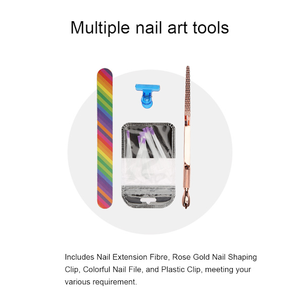 Nagelförlängningskit, nagelpoleringsfil, nagelförlängningsfiber, nagelkonstverktyg, blå