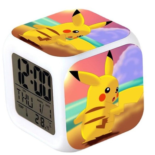 Anime Cartoon Alarm Clock One Piece LED Square Clock Digital väckarklocka med tid, temperatur, alarm, datum