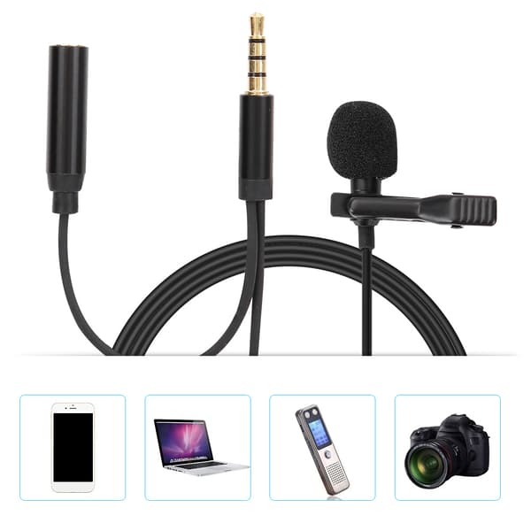 Bærbar Mini Lavalier Clip-on 3,5 mm mikrofon for mobiltelefon
