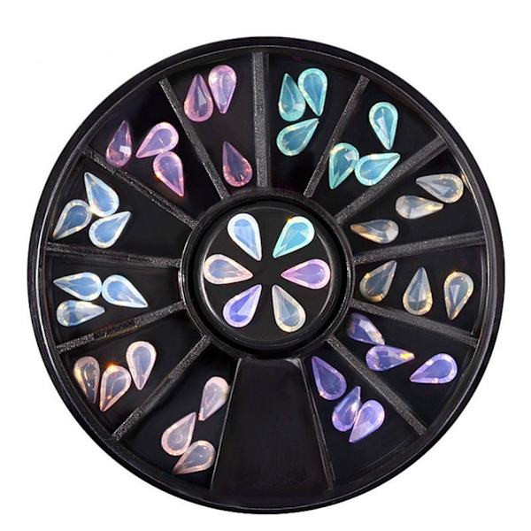 12 grids/sett Resin Vanndråpeform Dekorasjon DIY Neglekunst Manikyr Charm Disc