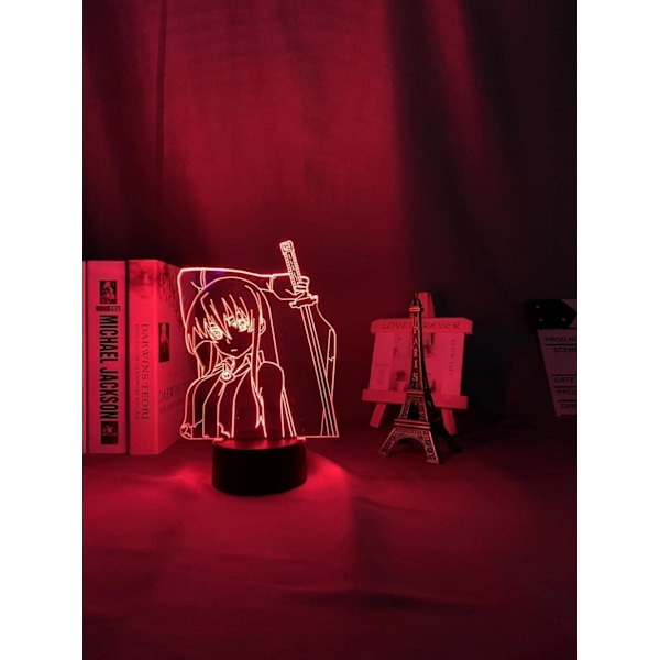 Akame Ga Kill 3D Illusionslampe Japansk Anime Lys 16 Farver med Fjernbetjening Bordlampe til Julegave