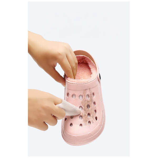 Unisex Klassiske Foret Træsko | Plys Sko  pink (uden sko blomst) 38