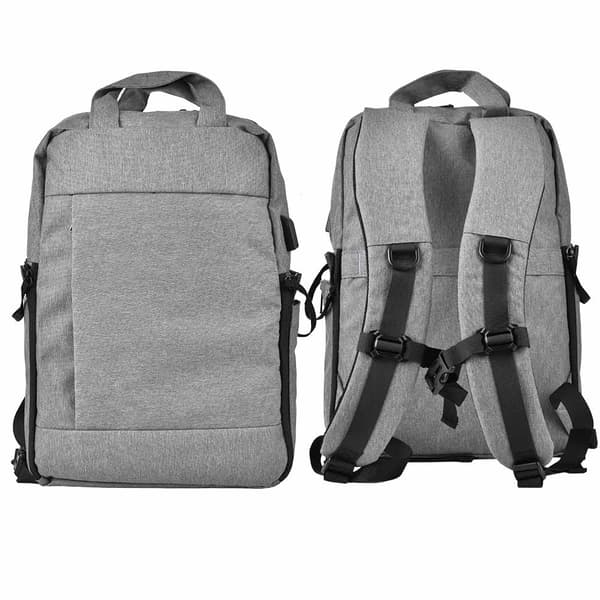 EIRMAI DQ310B Nylon Skuldertaske Kamera Computer Rygsæk med USB-interface (Mørkegrå)