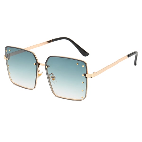 Kvindernes Rimless Oversized Studded Solbriller Gradient Linse Nitte Mode