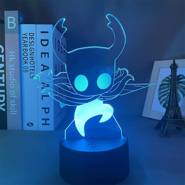 WJ Hollow Knight 3D nattlampa illusion lampa färgförändrande LED akryl RGB-lampor för sovrum Alla hjärtans dag present LED-lampor, barnrumsdekor Den ihåliga riddaren