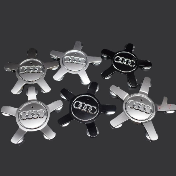 Passer til Audi 134mm femklør fotdekkdeksel navkapsel logo A6 A4L-Audi 5-klør konveks grå (firepakning)